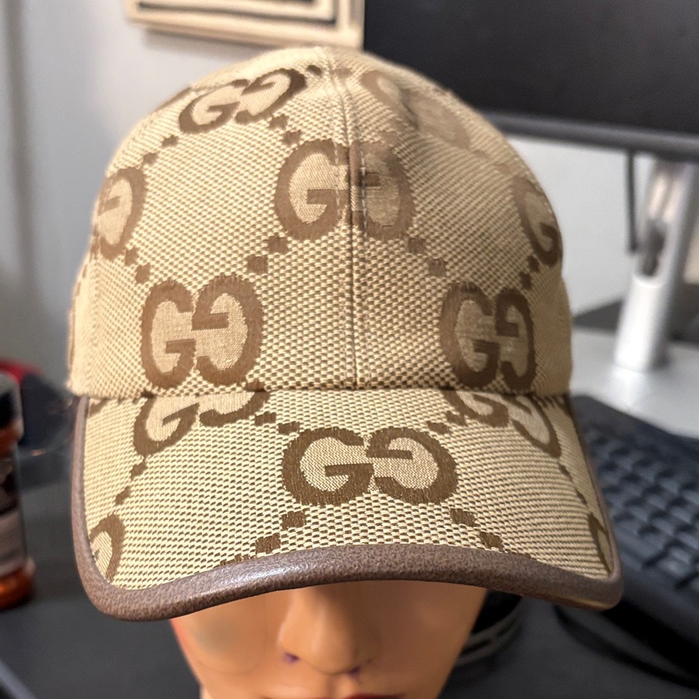 Gucci Tan and Brown Monogram Cap